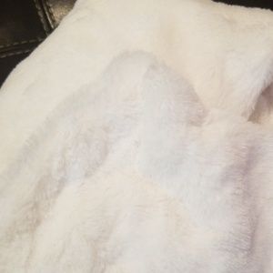 White faux fur body pillow cover